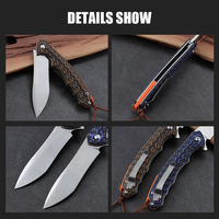 Couteau de poche pliant de survie et de camping en acier Damas de haute qualité avec manche G10, personnalisation en gros par l'usine Hongrui