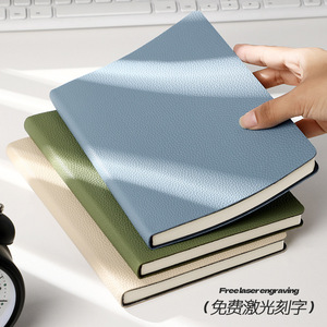 Carnet A5 personnalisé avec logo, agenda professionnel élégant avec reliure à feuilles mobiles en cuir souple texturé lychee épaissi pour l'école - Product Image 4