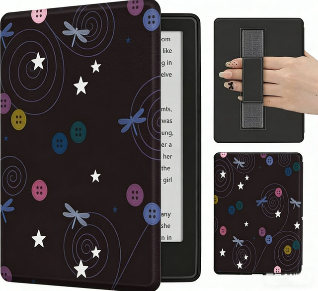 Custom Kindle case for 6 Inch Kindle 2024 2022 (11th Generation) with Hand Strap C2V2L3 Magnetic Back Protective Cover