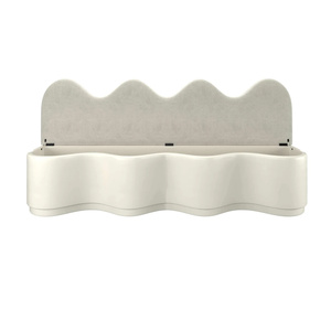 Otomana Nórdica de Tela Blanca, Terciopelo de Calidad, para Dormitorio o Sala de Estar, con Espacio de Almacenamiento - Product Image 2
