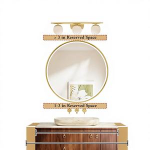 Miroir de salle de bain rectangulaire moderne à LED doré, avec cadre métallique, rétroéclairé, 3 couleurs, gradation progressive, anti-buée, incassable, mural - Product Image 1