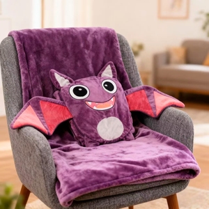 ผ้าห่มนุ่มและอบอุ่นลายค้างคาวการ์ตูนน่ารักแบบ2-in-1ผ้าห่มโยนสำหรับฤดูหนาวและตุ๊กตาสัตว์ของเล่น - Product Image 5