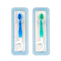 Brosse à dents de voyage jetable 5 en 1 pré-remplie de dentifrice, avec fil dentaire, gratte-langue et poils souples, pour hôtels et compagnies aériennes