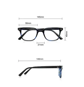 Fashions Men's Thin Square Acetate Optical Glasses Frame Designer Glasses Polarized Lens Anti Blue Light Glasses