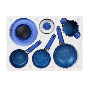 Mini batterie de cuisine en céramique 5 pièces Design classique casseroles antiadhésives métal résistant au four couleurs personnalisées verre/silicone écologique - Product Image 2