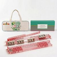 Lot de 4 règles de Mahjong portables modernes avec logo personnalisé, outil d'organisation de tuiles multifonctionnel de taille standard et lisse