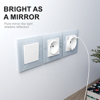 Eu Standard 2P + T Socket 86*86mm Prise murale électrique unique Panneau de verre Prise de courant pour prise française Blanc Noir Or Gris