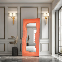 Luz de belleza de estilo italiano, espejo ondulado Led Vintage, salón de espejo Led de longitud completa con decoración rosa, 7 colores luminosos