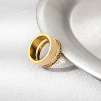 Joolim Schmuck Großhandel Hochwertiger PVD Wasserdichter Modischer Emaille & Zirkonia Stapelring Edelstahlring für Damen
