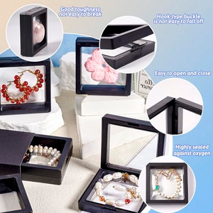 Caja de Embalaje de Papel con Cajón y Soporte de Exhibición de Joyería con Marco Flotante 3D de Plástico Transparente de Película de PE - Product Image 5