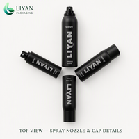 Flacon vide pour spray fixateur LIYAN LYH010 65ml 100ml 150ml 200ml, pompe à brume fine, noir mat, forme cylindrique, plastique PET, cosmétique