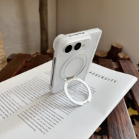 Coque de téléphone pliable avec anneau magnétique rotatif à 360 degrés pour iPhone Duo, transparente, givrée, fine, avec béquille de protection