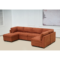 Canapé modulaire de couleur orange, canapé-lit sectionnel avec ottoman de rangement, design Thomasville