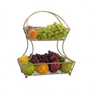 Panier à fruits en fer doré, design élégant, pour accessoires de cuisine, taille personnalisée, panier de rangement en Inde - Product Image 1