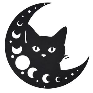 งานศิลปะติดผนังรูปแมวโลหะ ลายซ่อนหา ลายดวงจันทร์ ของตกแต่งผนังห้องนั่งเล่น ห้องน้ำ ห้องครัว สำนักงาน สวน ของตกแต่งแขวนผนัง ของขวัญสุดพิเศษ - Product Image 1