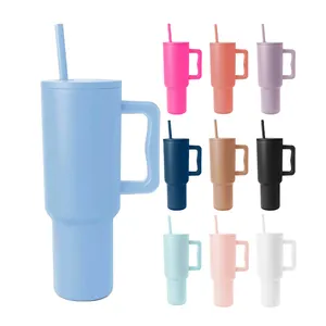 Topnovo ODM & OEM çift duvar yalıtımlı vakum noel hediyesi paslanmaz çelik 40oz süblimasyon Quencher Tumbler kolu ile