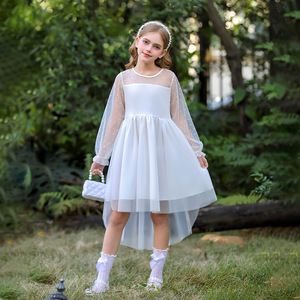 Robe de princesse élégante en maille pour filles 2026, robe de soirée formelle à manches longues en dentelle pour enfants, idéale pour Noël et les fêtes - Product Image 1