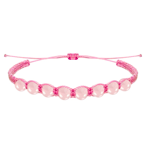 Braccialetto di quarzo rosa fatto a mano in pietra naturale regolabile e resistente filo cerato Fine stringa amuleto per le donne e gli uomini - Product Image 1
