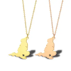 Fabrikant Rvs United Kingdom Map Ketting Zilver 18K Goud Roos Vergulde Engelland Kaart Hanger Ketting Ketting