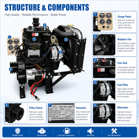 Moteur diesel à faible consommation de carburant, usage industriel, 30 kilowatts, 40 ch, modèle 2110, 2 cylindres, 4 temps, refroidi par eau, robuste