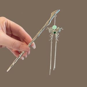Liquid Butterfly Tassel Hairpin Hair Stick Hair <b>Accessory</b> Women's Y2K Chinese Style Hairpin Temperament <b>Braided</b> Hairpin Headwear - Product Image 3