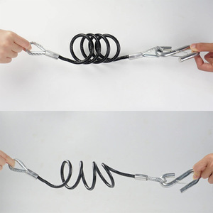Crochets en S de 30 pouces Capacité de 7500lb Coupleur de <span class=keywords><strong>remorque</strong></span> à chaîne enroulée noire <span class=keywords><strong>Câble</strong></span> métallique de chaîne de <span class=keywords><strong>sécurité</strong></span> enroulé - Product Image 5