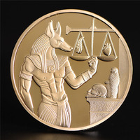 El Dios de la muerte chapado en oro de Egipto, Protector de la muerte, monedas conmemorativas egipcias de Anubis
