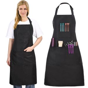 Tablier de cuisine noir uni avec logo personnalisé, pour barista, chef, nettoyage, salon, coiffure, <span class=keywords><strong>coiffeur</strong></span>, barbier, avec poches - Product Image 1
