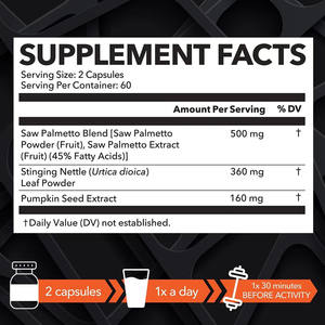 OEM prostat üriner sağlık karışımlı testere palmetto takviyesi kabak çekirdeği özü ısırgan otu 120 kapsül - Product Image 3