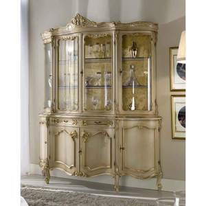 Display a 2 cassetti a 4 porte cristallino e armadietto in porcellana con retro STOFFA - Product Image 1