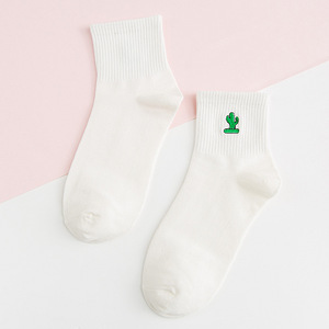 Mujeres otoño estilo japonés dibujos animados bordado hamburguesa y cola patrón algodón calcetines tobilleros - Product Image 4