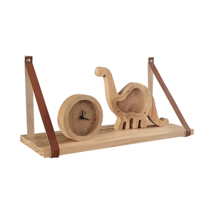 Étagères de rangement flottantes murales suspendues en bois Étagère à livres avec bracelet en <span class=keywords><strong>cuir</strong></span> - Product Image 6