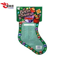 Sachet en plastique alimentaire imprimé sur mesure en forme de chaussette de Noël, pochette Mylar pour nouilles, snacks et emballage cadeau de fêtes