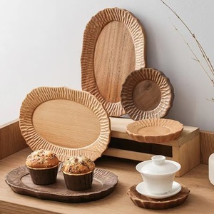 Japanese Style Handmade <b>Tea</b> <b>Tray</b> Solid Black Walnut Wood Hand Carved Plate For Coffee And <b>Tea</b> Serving - Product Image 4
