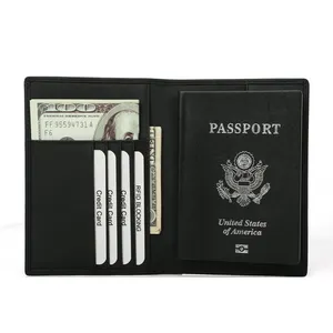 批发旅行配件碳纤维护照案钱包RFID阻止定制男士真皮护照套