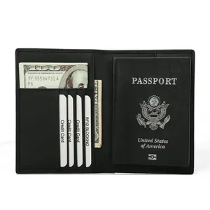 卸売旅行用品 カーボンファイバーパスポートケース 財布 RFIDブロッキング カスタム メンズ 本革パスポートカバー - Product Image 1