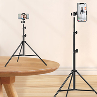 Support mobile 1,7 m 2,1 m pour enregistrement vidéo, support de téléphone/appareil photo, trépied réglable à rotation 360°, support de microphone en métal pour studio