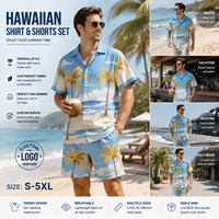 Ensemble chemise et short hawaïens personnalisés pour homme, tenue de plage tropicale, fabrication OEM ODM, vêtements de vacances, marque privée, fabricant de logos personnalisés