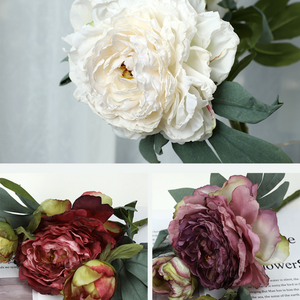 Fleur artificielle pivoine à 28 couches avec bords brûlés, <span class=keywords><strong>d</strong></span>écoration haut de gamme pour salon, fausse fleur <span class=keywords><strong>d</strong></span>écorative, vente en gros pour mariages - Product Image 3