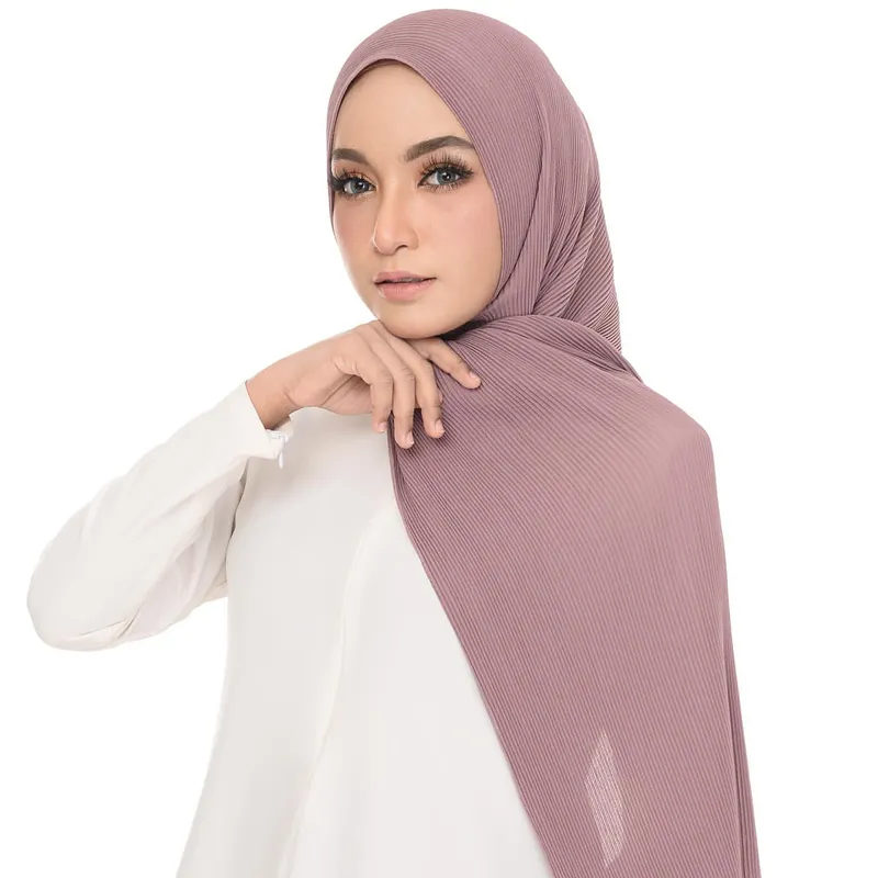 Hijab bolha lisa de chiffon, malásia, venda quente, bolha plissada, hijab, islâmica, para rugas