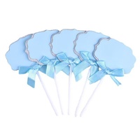 Décorations de gâteaux en papier inscriptibles avec rubans, 5 pièces, pour mariage, baby shower, fête d'anniversaire pour enfants, fournitures de décoration
