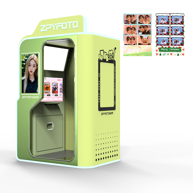 The Most Popular Korean Metal Photo Booth Kiosk Photobooth Self-Service Vending Machine in Spanish Japanese English