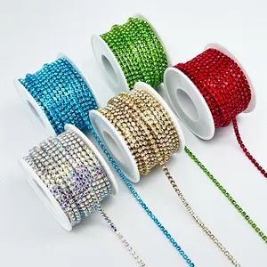 Strass Cup Chain Nähen Sie auf Kristall besatz Strass Cup Ketten für Kleidungs stück Schmuck Dekoration DIY Zubehör