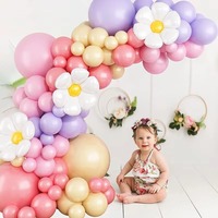 Kit d'arche de guirlande de ballons en latex rose, orange et violet, confettis pastel, décoration de fête pour anniversaire de filles