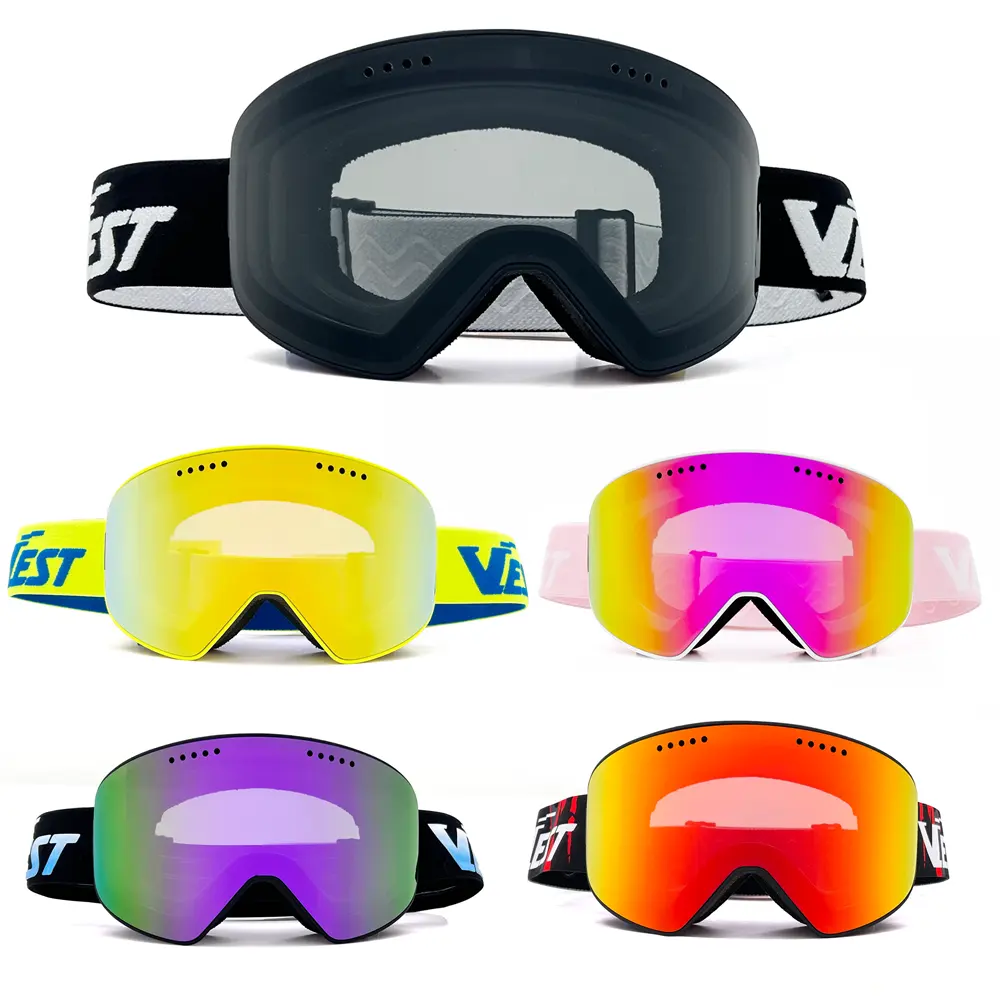 Wholesale Ski Goggles Manufacturer Custom Snowboard Goggles Anti-Fog UV Protection OTG Interchangeable Lens Snow Goggle