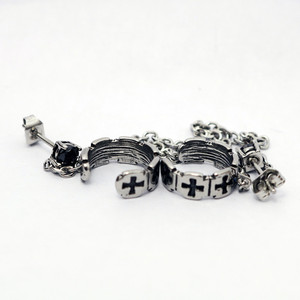 yunnique Stainless Steel Cross <b>Stud</b> <b>Earrings</b> With <b>Black</b> Diamonds For Men And Women Fashion Jewelry - Product Image 4