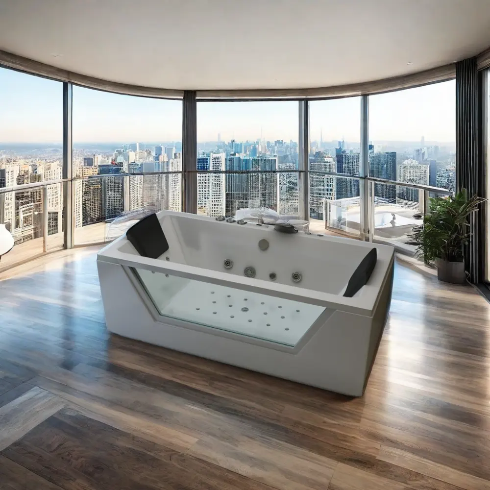 Banyo için Modern akrilik kapalı küvet hidro masaj Whirlpool şelale Spa küveti