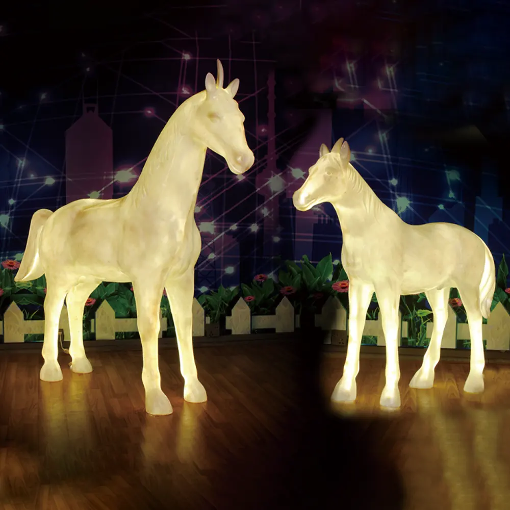 3D Sculptures Fiberglass Horse LED Light Zoo Park Decoration Outdoor Garden Holiday Lighting