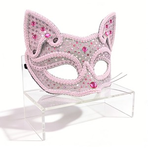 Máscara de disfraz con orejas de gato rosa y diamantes de imitación para fiesta de Halloween o carnaval - Product Image 5