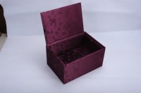 Boîte de rangement haut de gamme en brocart violet avec couvercle, emballage de luxe personnalisé en gros pour collection de thé et bijoux